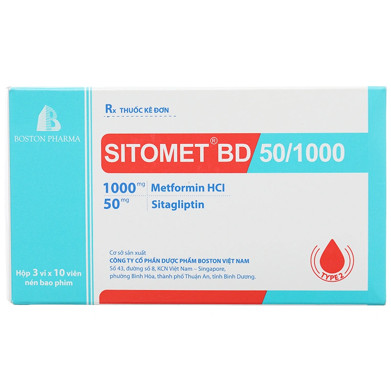 Sitomet BD 50/1000 hỗ trợ kiểm soát đường huyết ở bệnh nhân đái tháo đường (3 vỉ x 10 viên) - 1